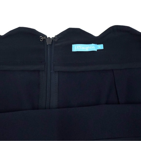 J. McLaughlin Women’s Cameron Scallop Hem Skirt Vista Navy Blue Size 14 Stretchy - Picture 5 of 9